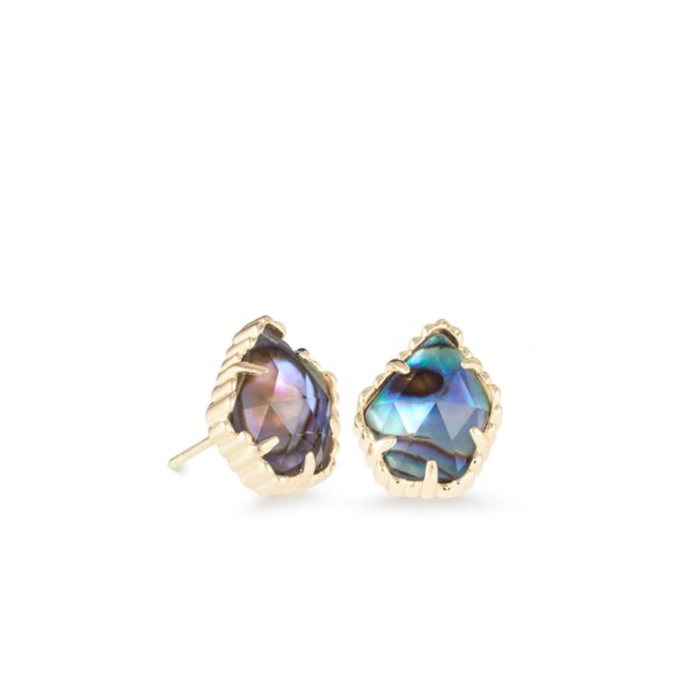 Tessa Gold Stud Earrings In Abalone Shell